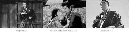picture: scenes from 'Yojimbo', 'Musashi Miyamoto' and 'Zatoichi'
